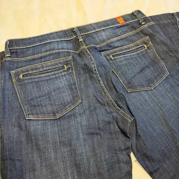 7 For All Mankind Dark Blue Flare Denim Jeans Button Fly Size 29 - Picture 5 of 6